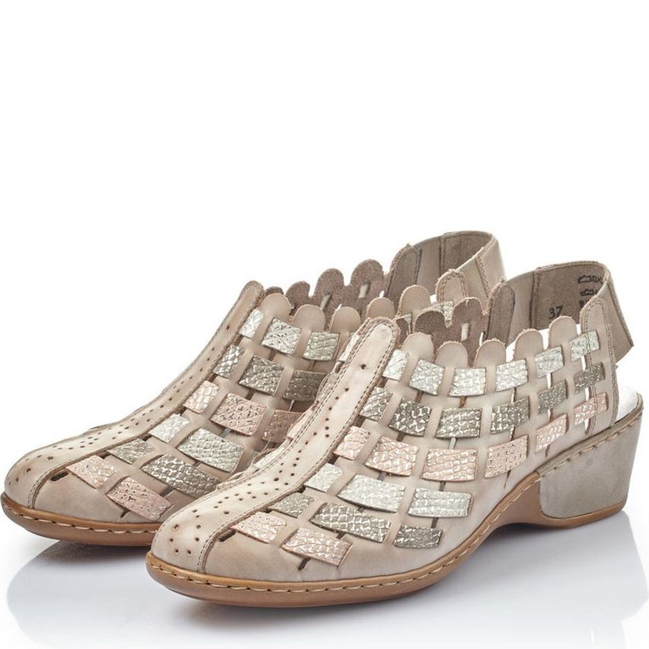 RIEKER Basutės moterims, Smėlio, SANDALS 6