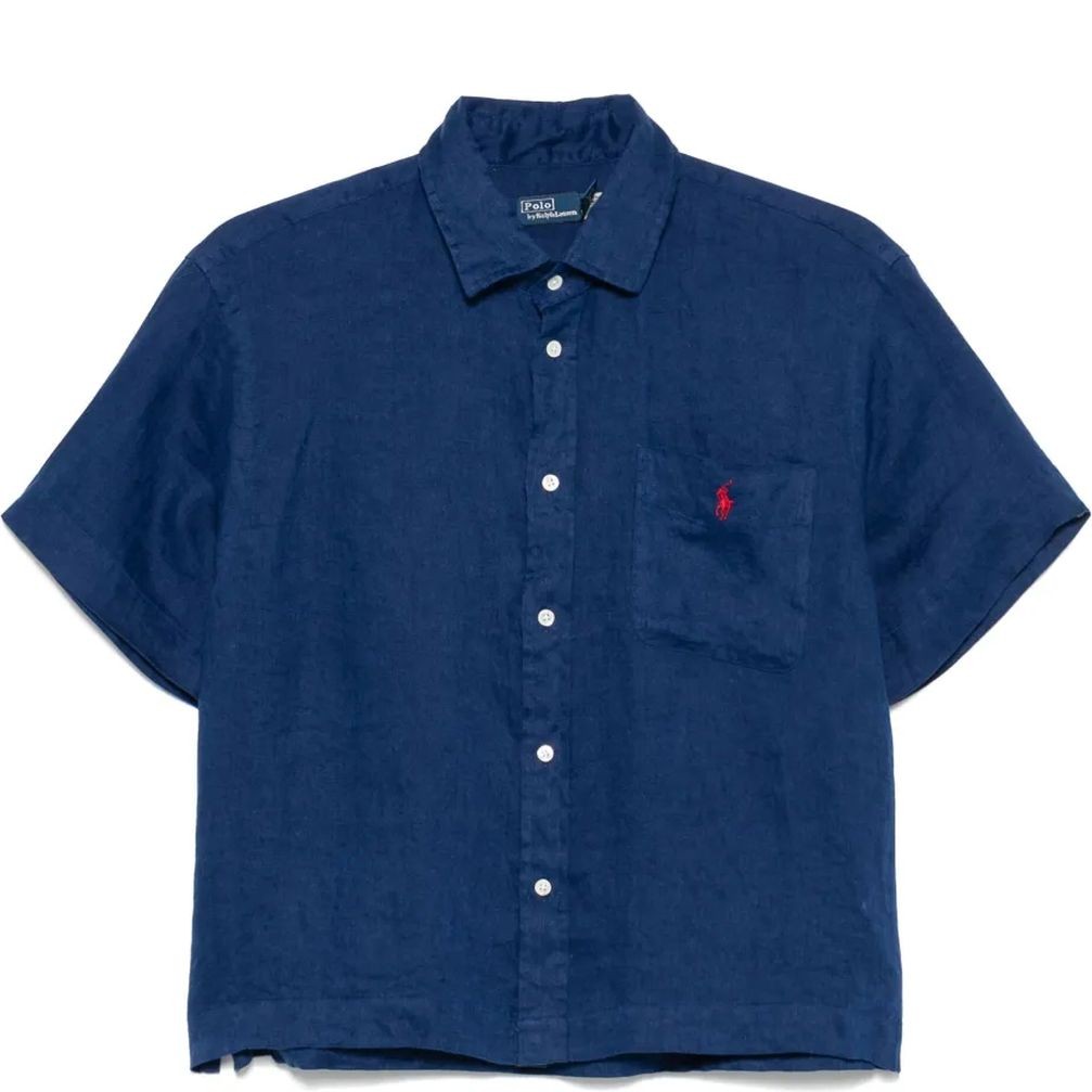 POLO RALPH LAUREN Marškiniai ilgomis rankovėmis moterims, Mėlyna, Long sleeve-button front shirt