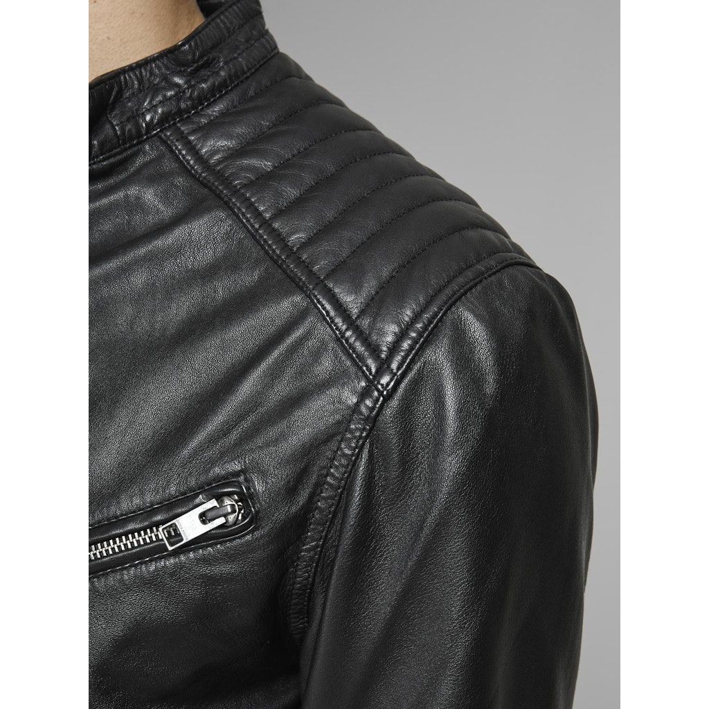 JACK & JONES Megztinis vyrams, Juoda, JJEJOEL LEATHER JACK 3