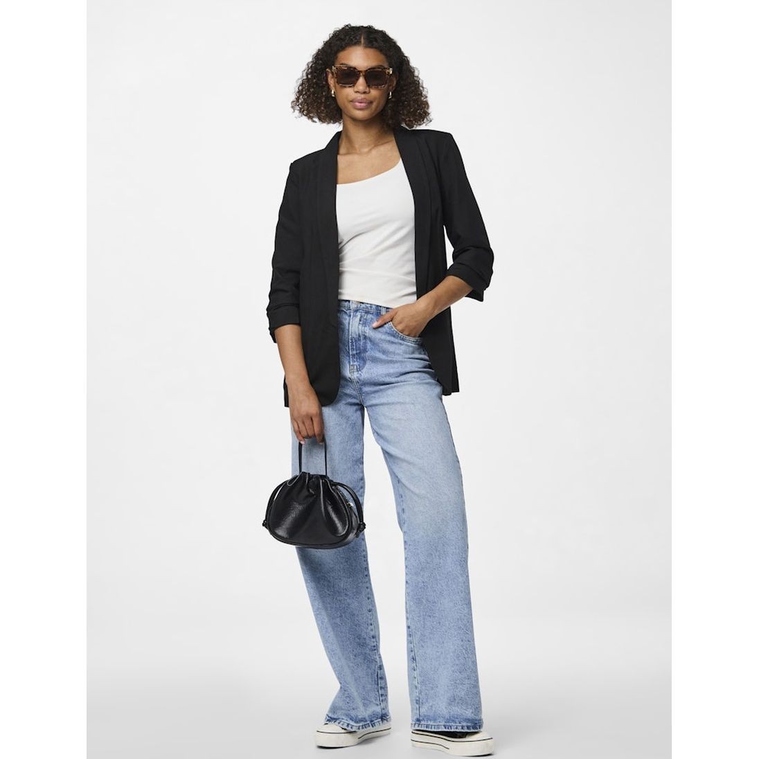 PIECES Švarkas moterims, Juoda, Bosella 3/4 blazer 3