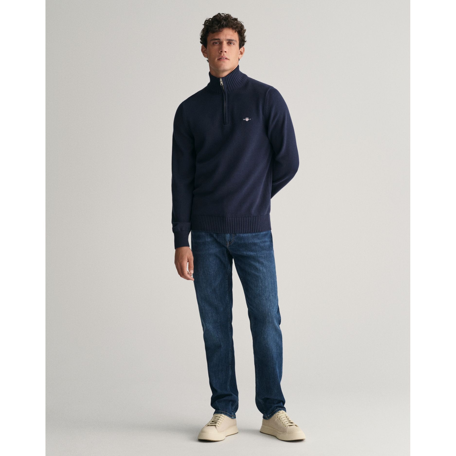 GANT Megztinis vyrams, Mėlyna, casual cotton half zip 6