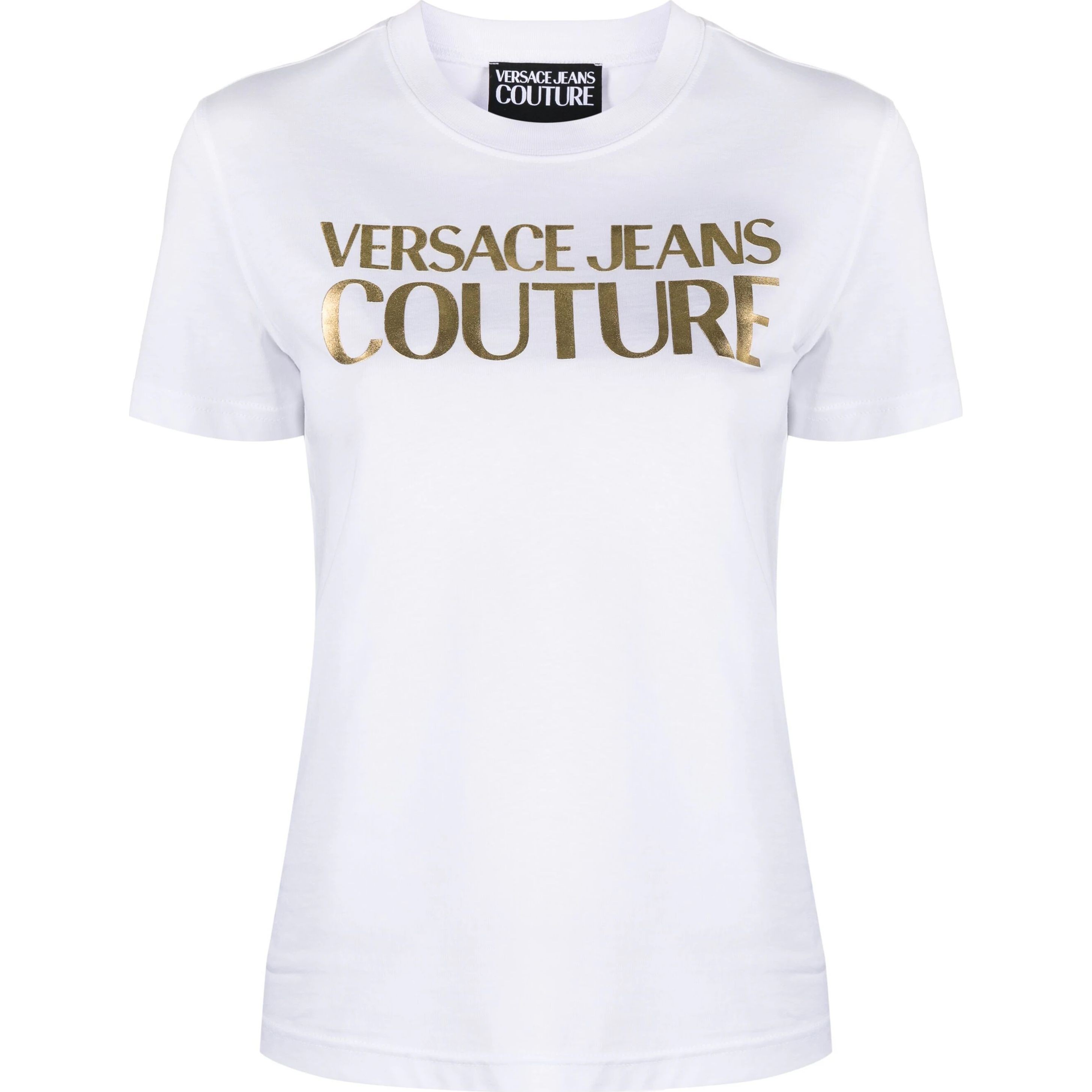 VERSACE JEANS CUTURE Marškinėliai trump. rankovėmis moterims, Balta, Logo-print cotton t-shirt