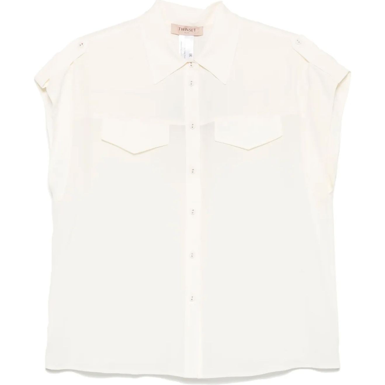 TWINSET Marškiniai trump. rankovėmis moterims, Balta, Crepe shirt