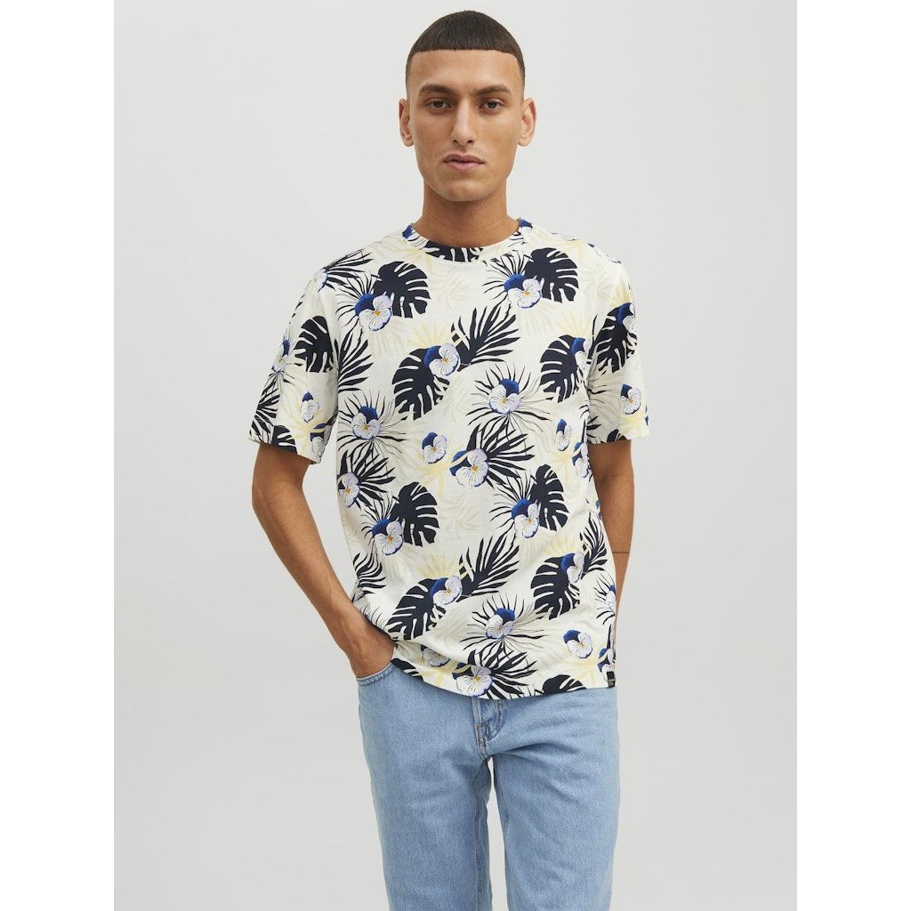 JACK & JONES Marškinėliai vyrams, Smėlio, JORTULUM AOP TEE SS 2