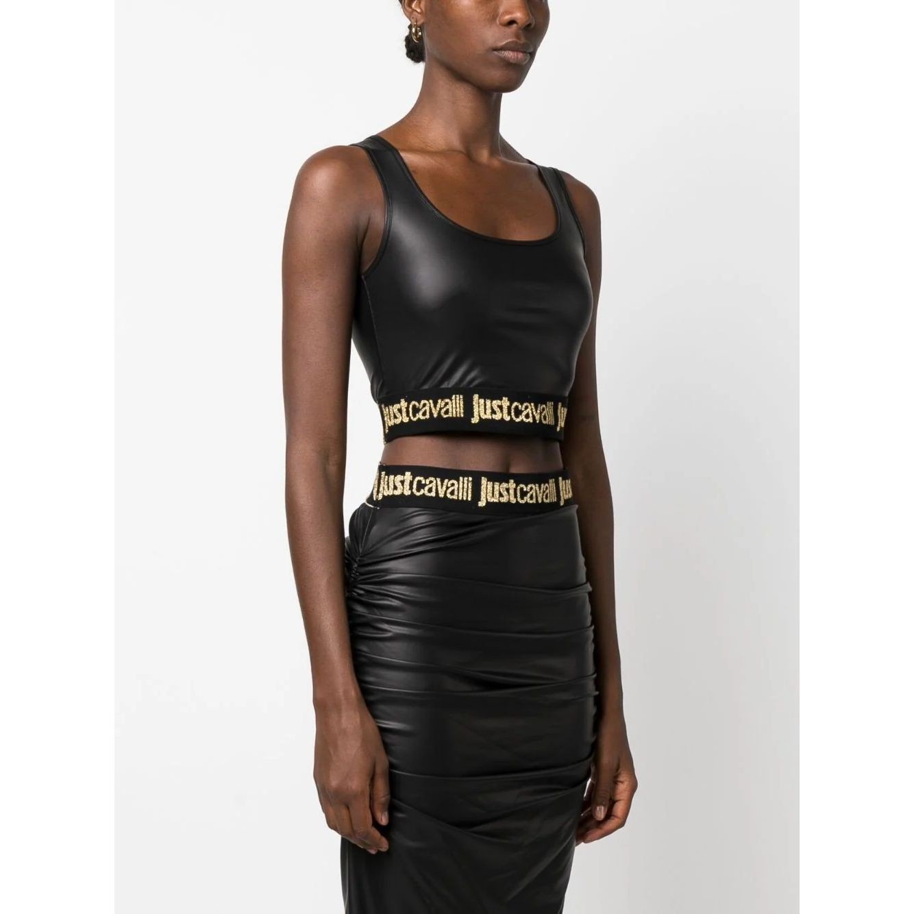 JUST CAVALLI Marškiniai be rankovių moterims, Juoda, Short sleeve top 2