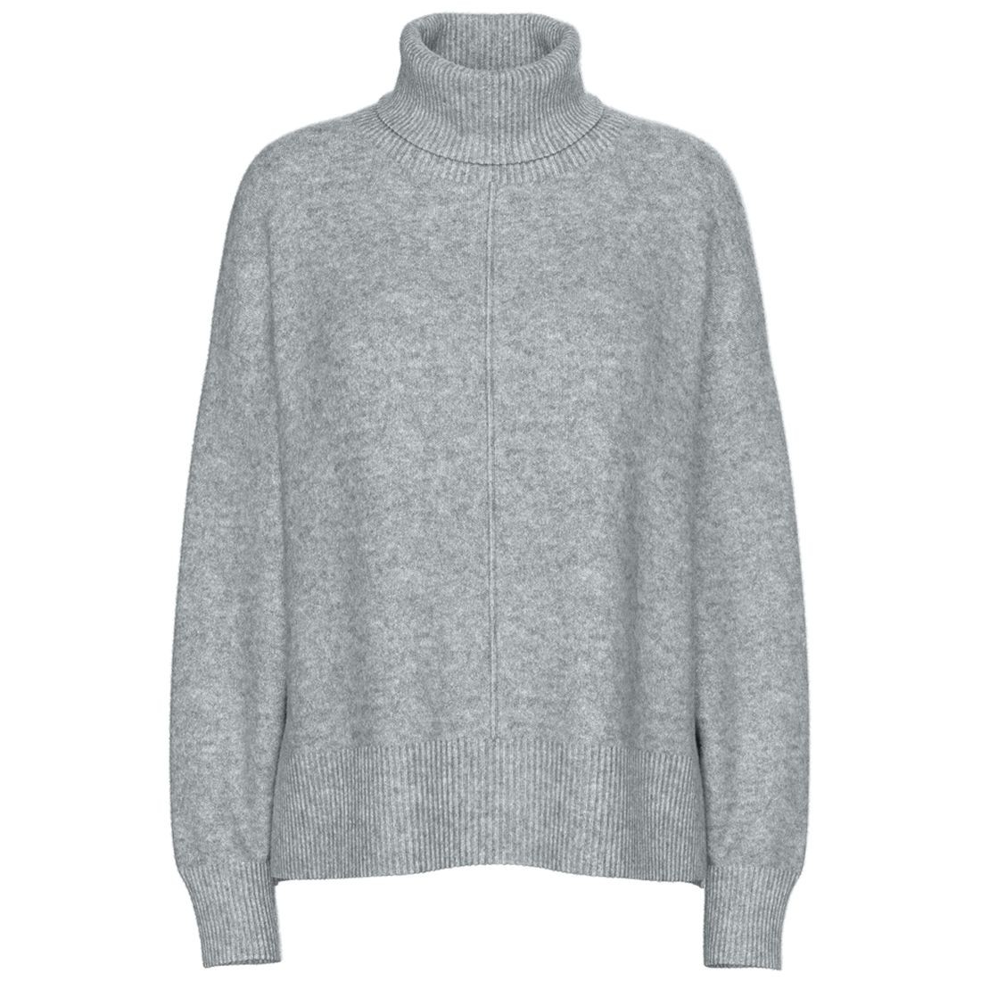 PIECES Megztinis su kaklu moterims, Gray, Malou rollneck 1