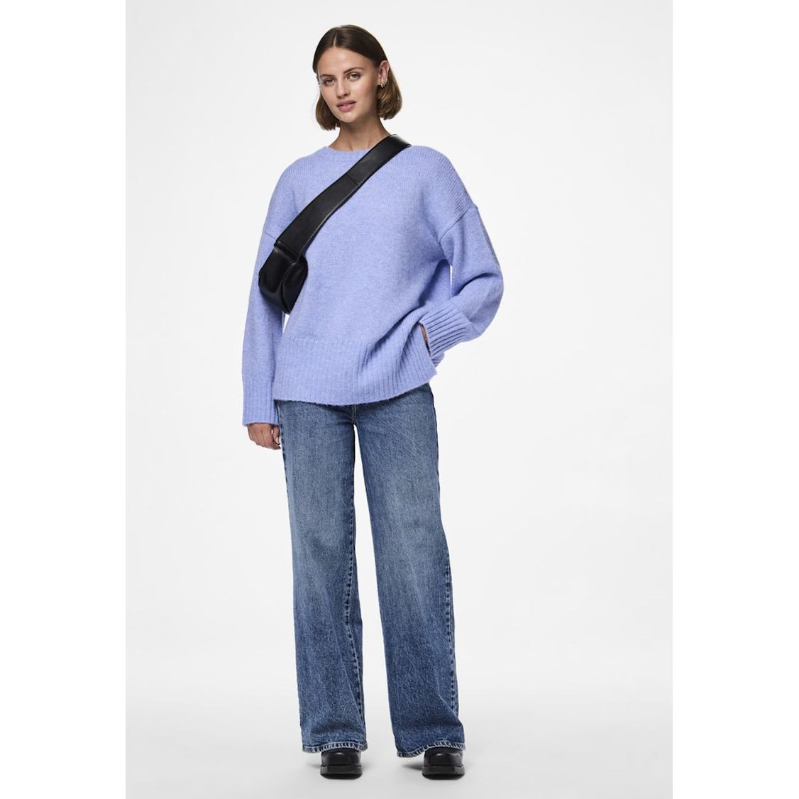 PIECES Megztinis moterims, Mėlyna, Nancy loose o-neck knit 6