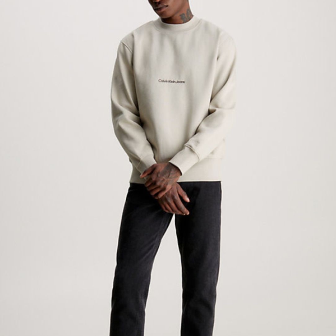 CALVIN KLEIN JEANS Sportinis nertinis vyrams, Smėlio, Institutional crew neck 2