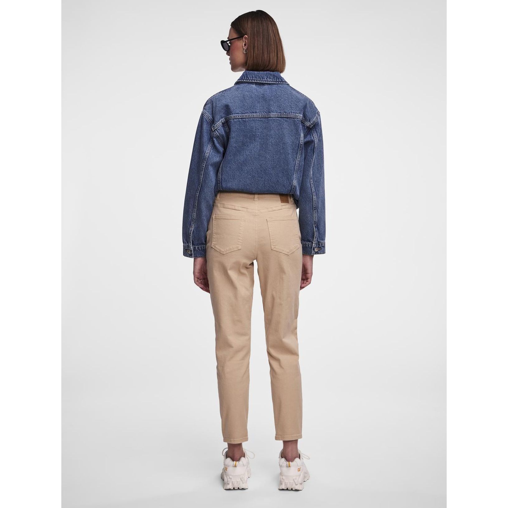 PIECES Tiesūs džinsai moterims, Smėlio, PCKESIA MOM HW ANK JN 4