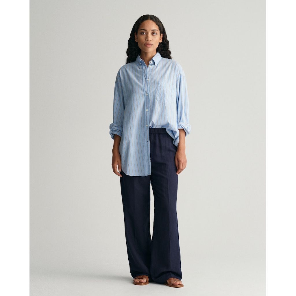 GANT Kelnės moterims, Mėlyna, REL LINEN BLEND PULL ON PANTS 2