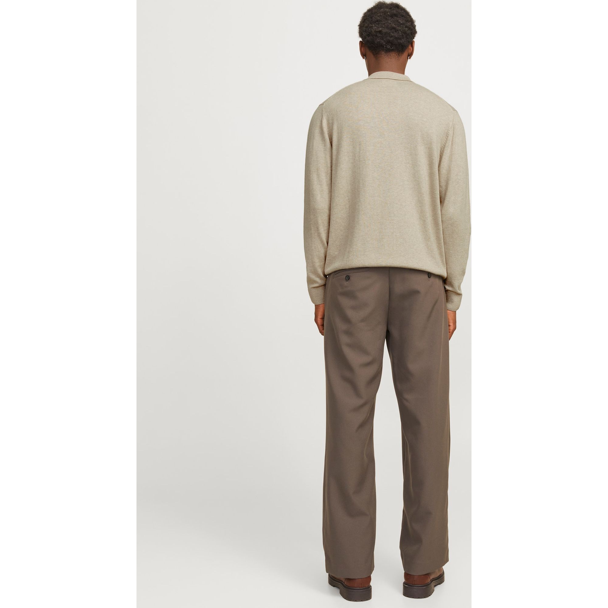 JACK & JONES Megztinis vyrams, Smėlio, Emil knit polo half zip 2