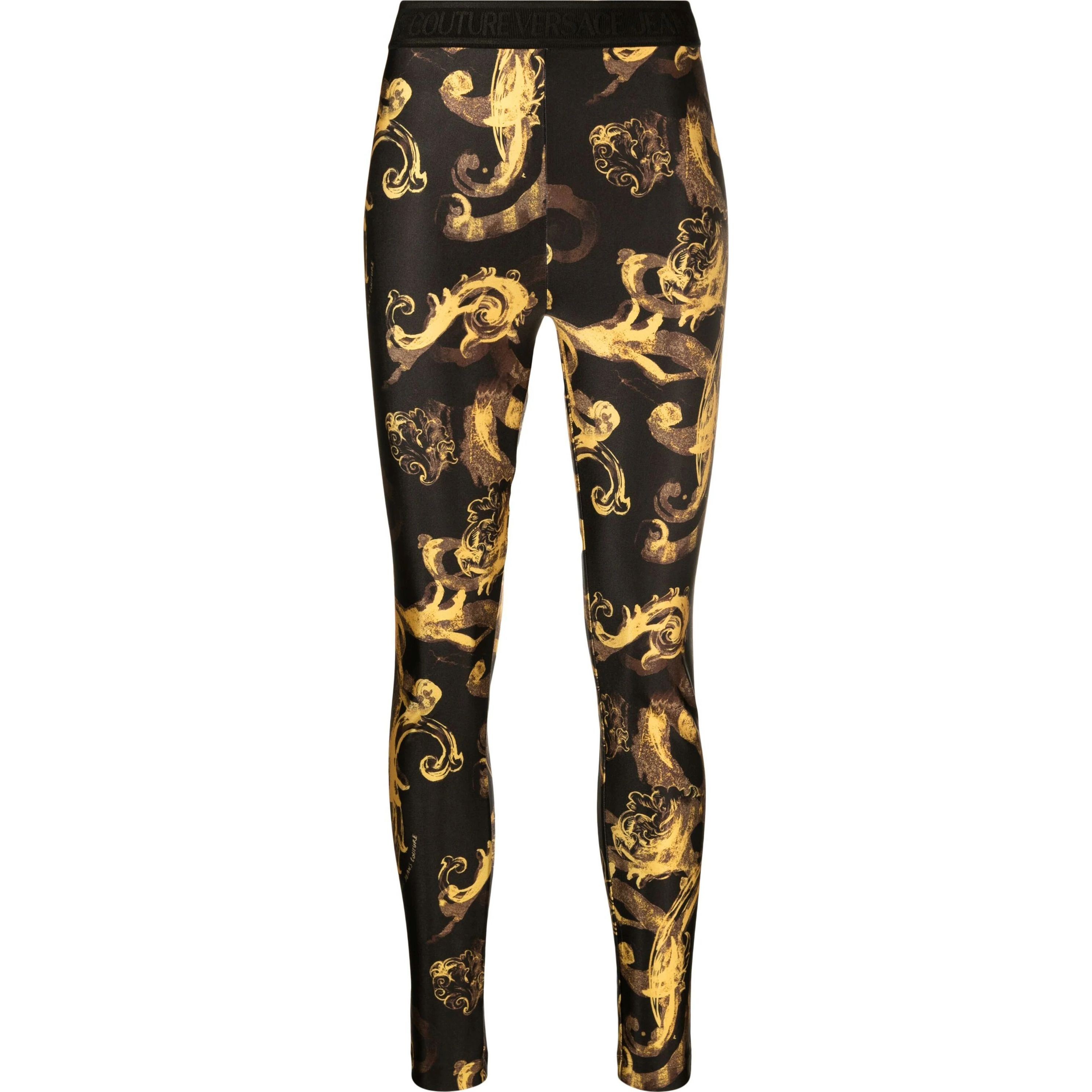 VERSACE JEANS CUTURE Tamprės , Juoda, Watercolour couture leggings