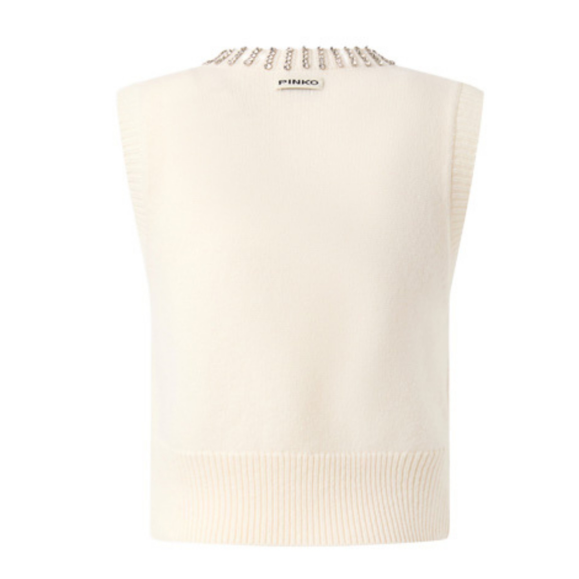 PINKO Palaidinės moterims, Balta, Wool blend vest  2