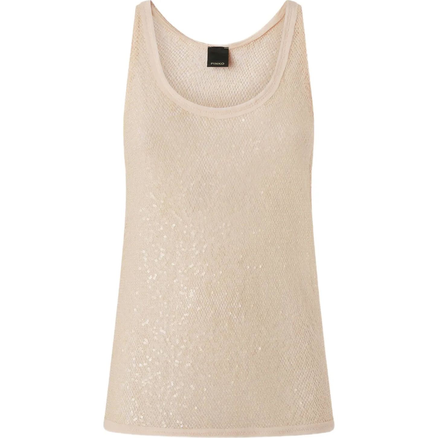 PINKO Marškiniai be rankovių moterims, Smėlio, Sequinned tank top 1