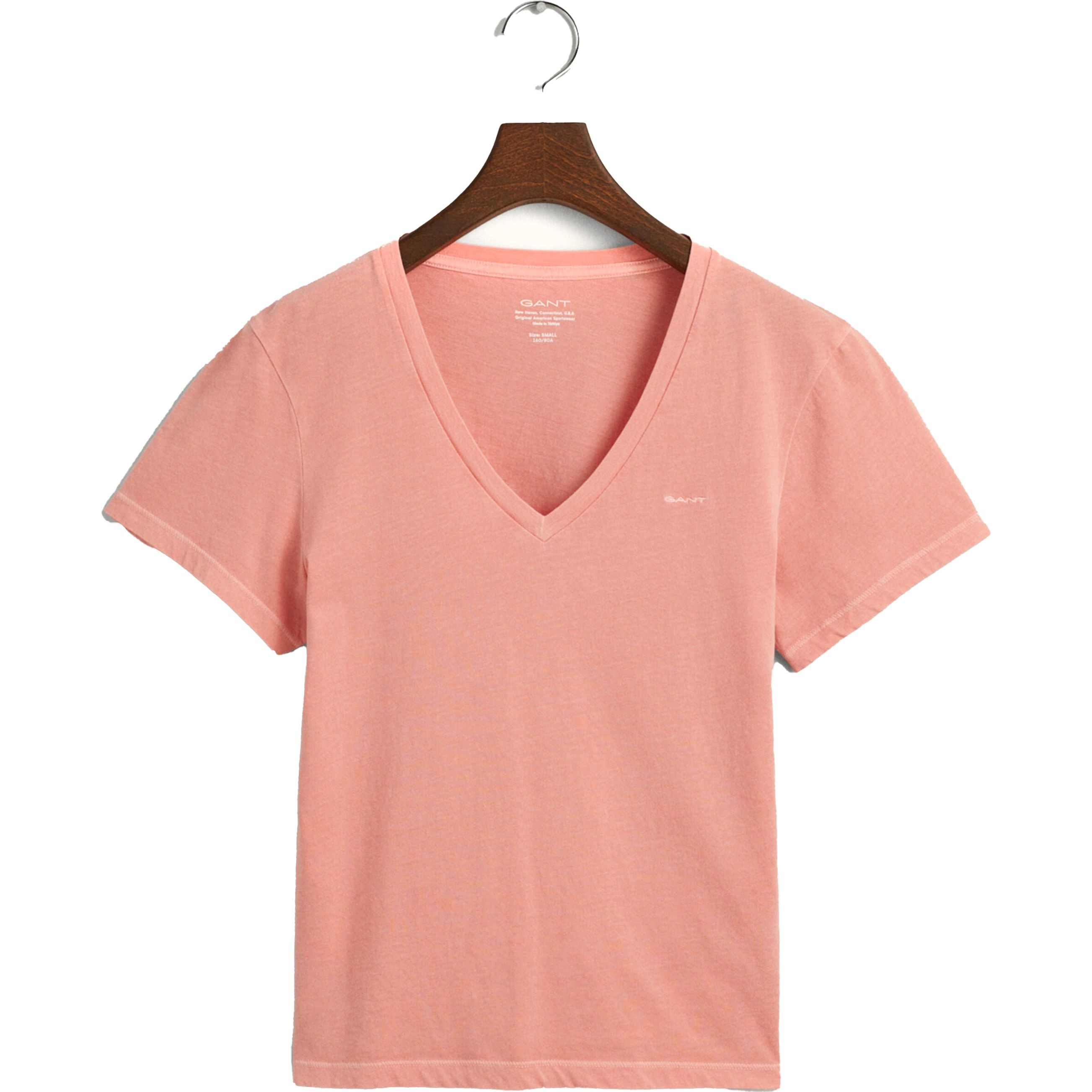 GANT Marškinėliai moterims, Rožinė, REG SUNFADED SS V-NECK T-SHIRT