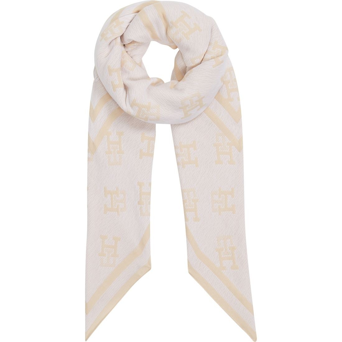 TOMMY HILFIGER Šalikas moterims, Smėlio, Iconic monogram square scarf 2