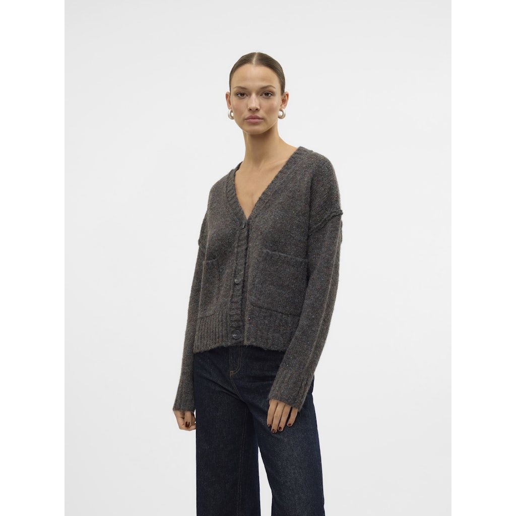 VERO MODA Kardiganas moterims, Pilka, Ingrid v-neck cardigan 2