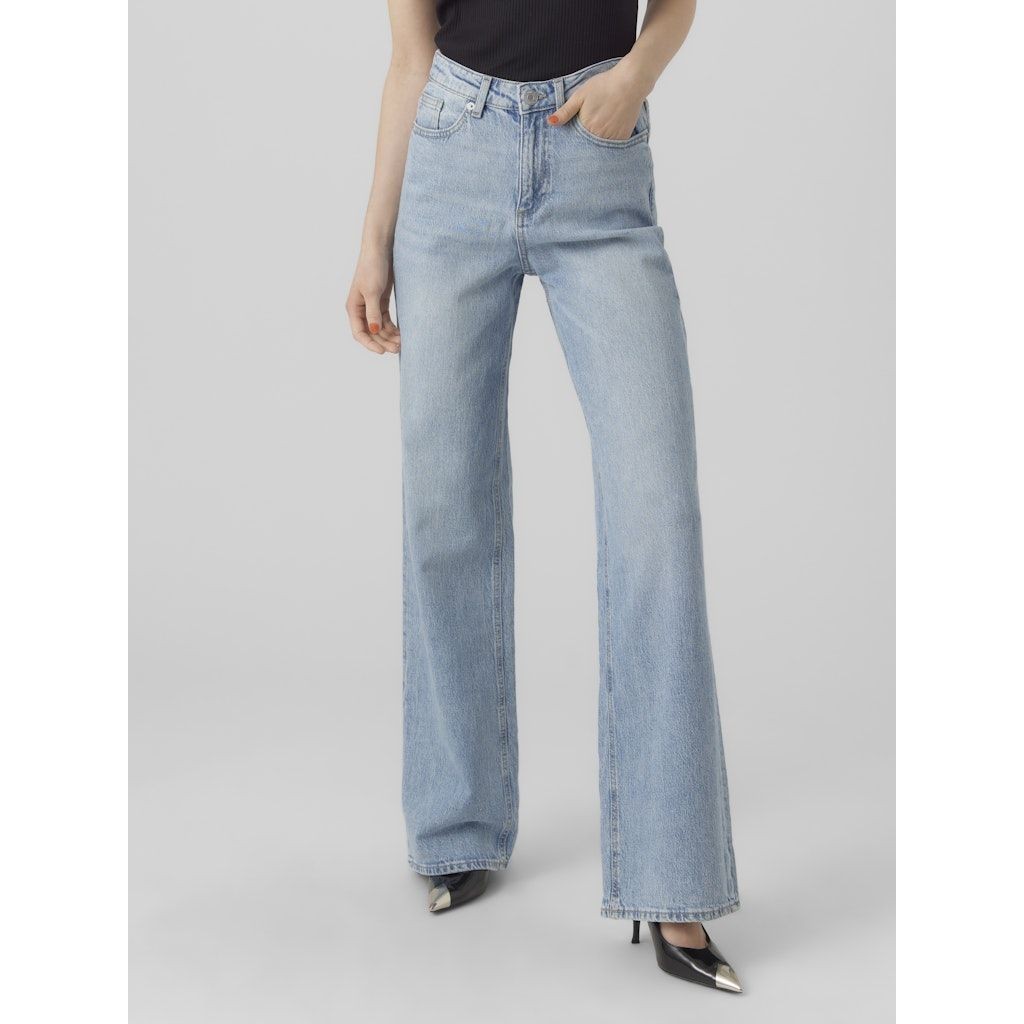 VERO MODA Platūs džinsai moterims, Mėlyna, VMTESSA HR WIDE JEAN 5