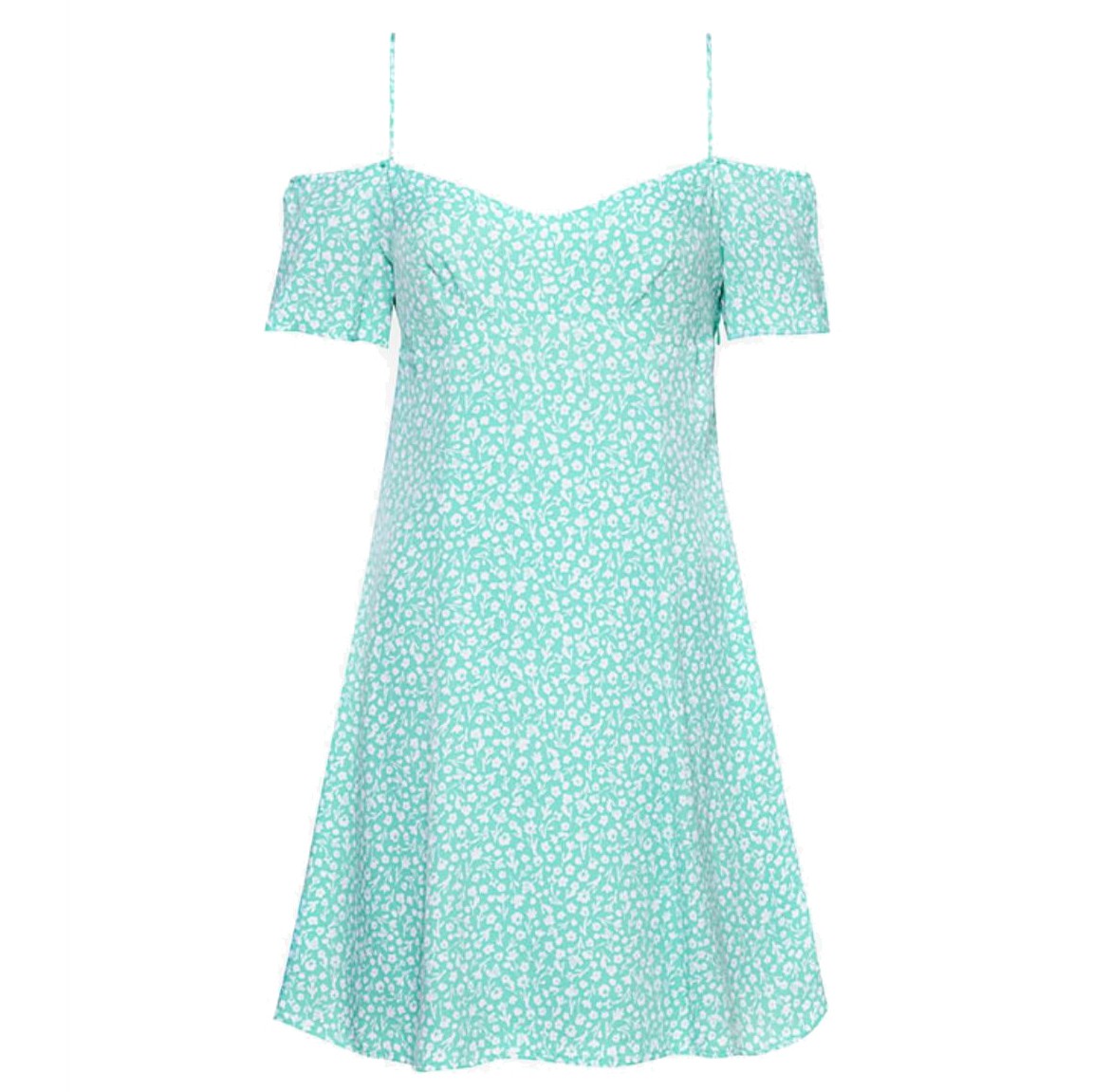 CALVIN KLEIN JEANS Mini suknelė moterims, Žalia, Off shoulder mini dress 1