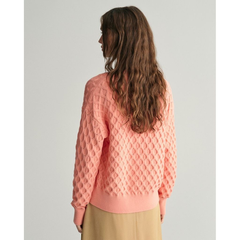 GANT Kardiganas moterims, Rožinė, TEXTURED KNIT CARDIGAN 3