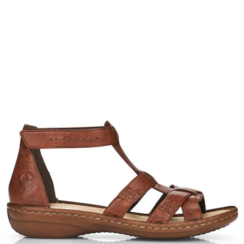 RIEKER Basutės moterims, Ruda, SANDALS 3