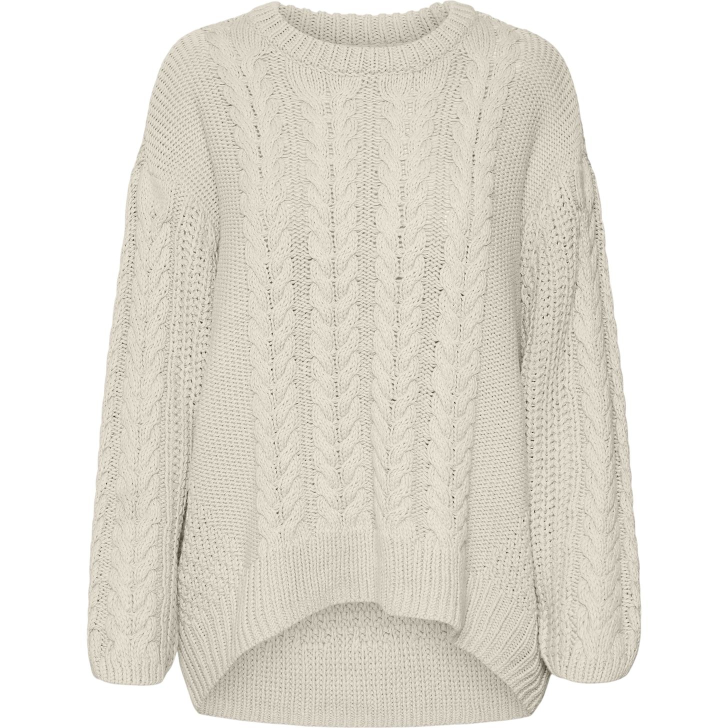 VERO MODA Megztinis moterims, Smėlio, Sveacable o-neck pullover boo 1