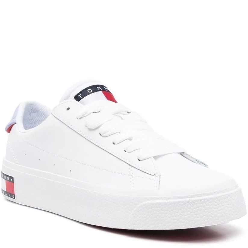 TOMMY JEANS Sportiniai bateliai moterims, Balta, JEANS VULCANIZED LEATHER 1