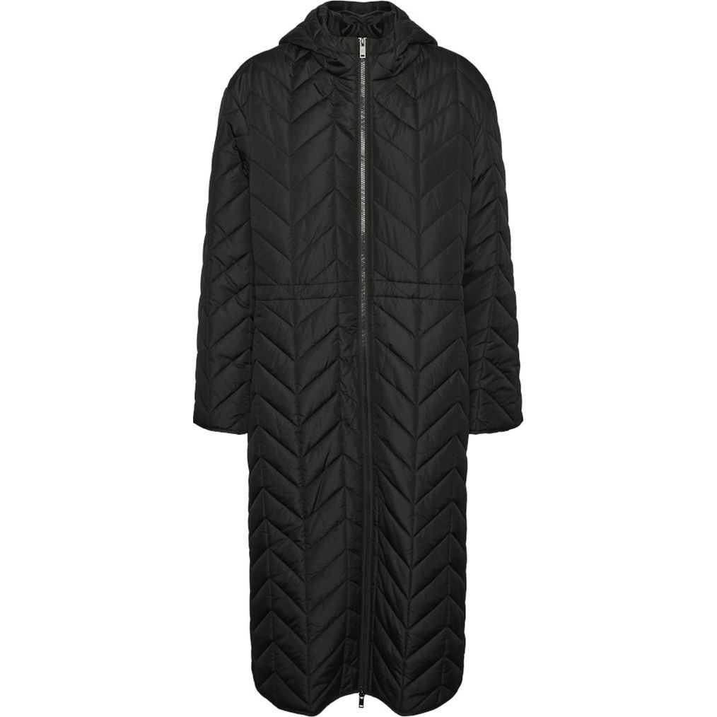 PIECES Paltas moterims, Juoda, Jasmin ultra long jacket 1