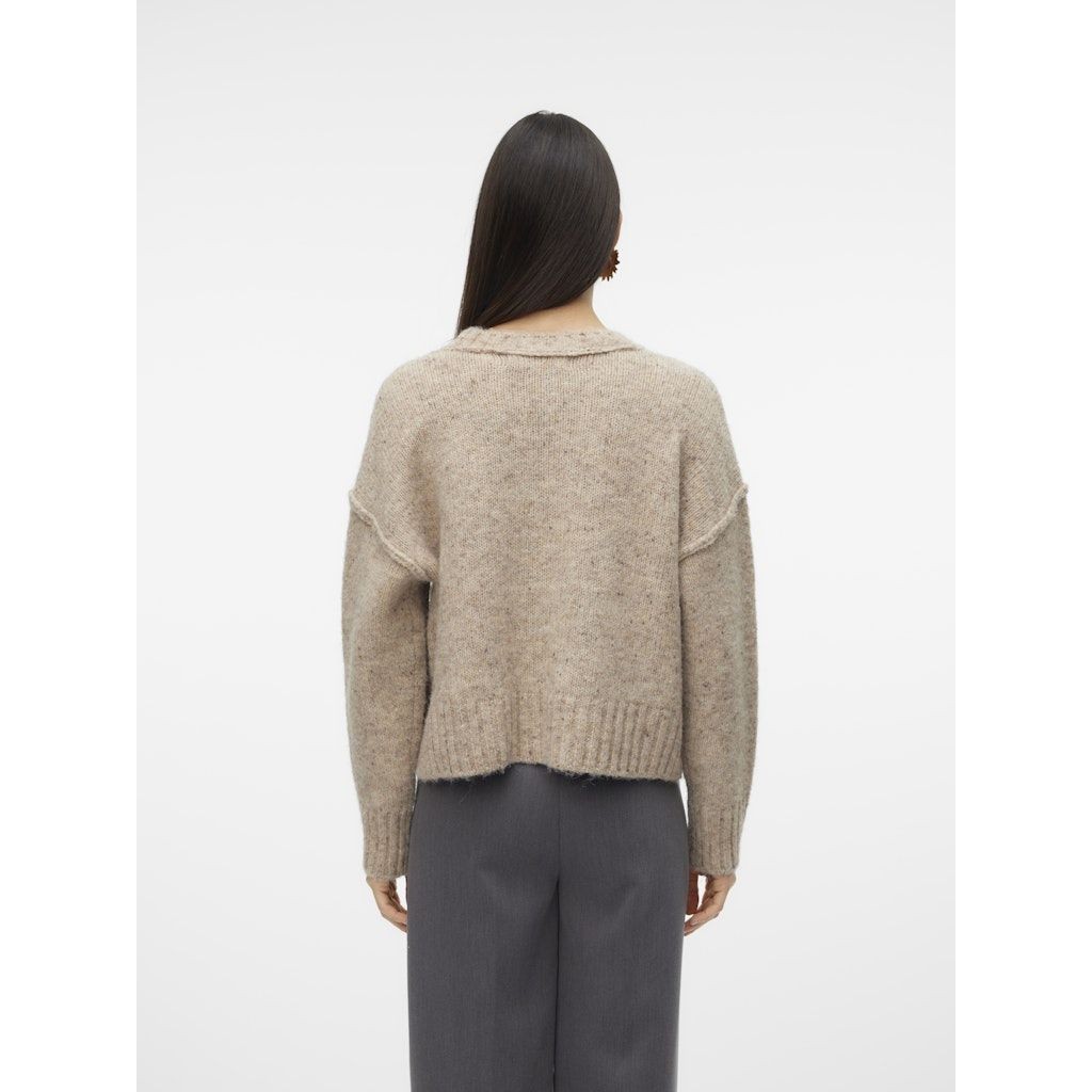 VERO MODA Kardiganas moterims, Smėlio, Ingrid v-neck cardigan 3