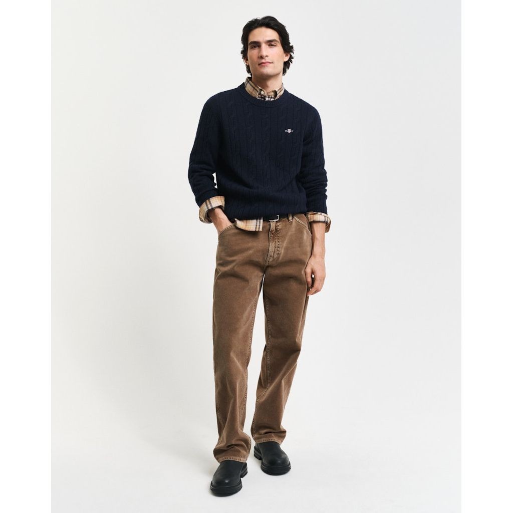 GANT Megztinis vyrams, Mėlyna, Labswool cable c-neck sweater 5