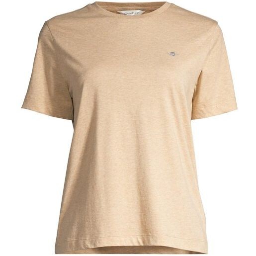 GANT Marškinėliai trump. rankovėmis moterims, Ruda, Reg shield t-shirt 1