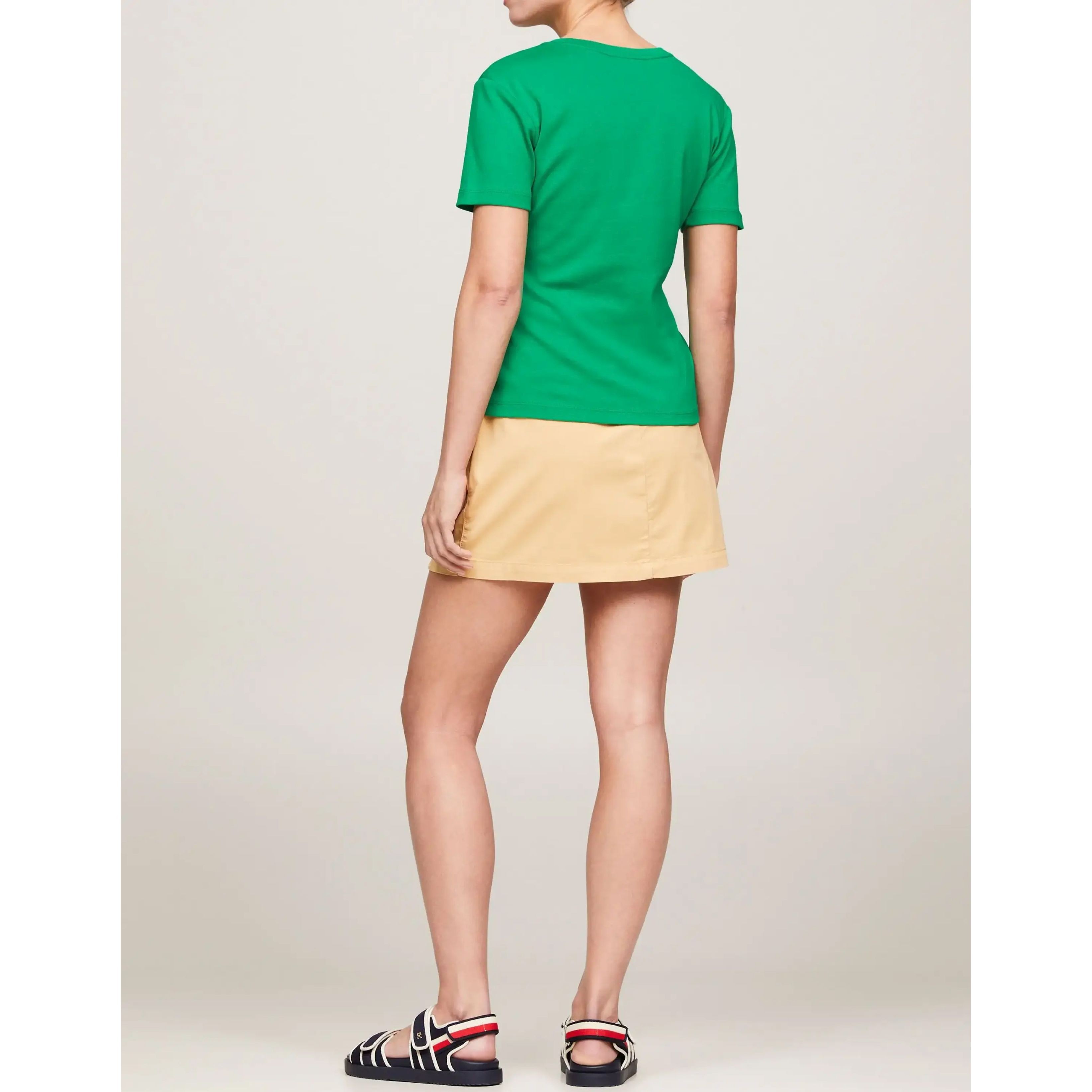 TOMMY HILFIGER Marškinėliai trump. rankovėmis moterims, Žalia, New slim cody c-nk ss 3