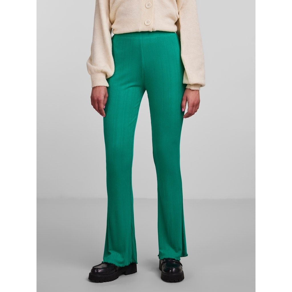PIECES Kelnės moterims, Žalia, PCJASMIN HW FLARED PA 5