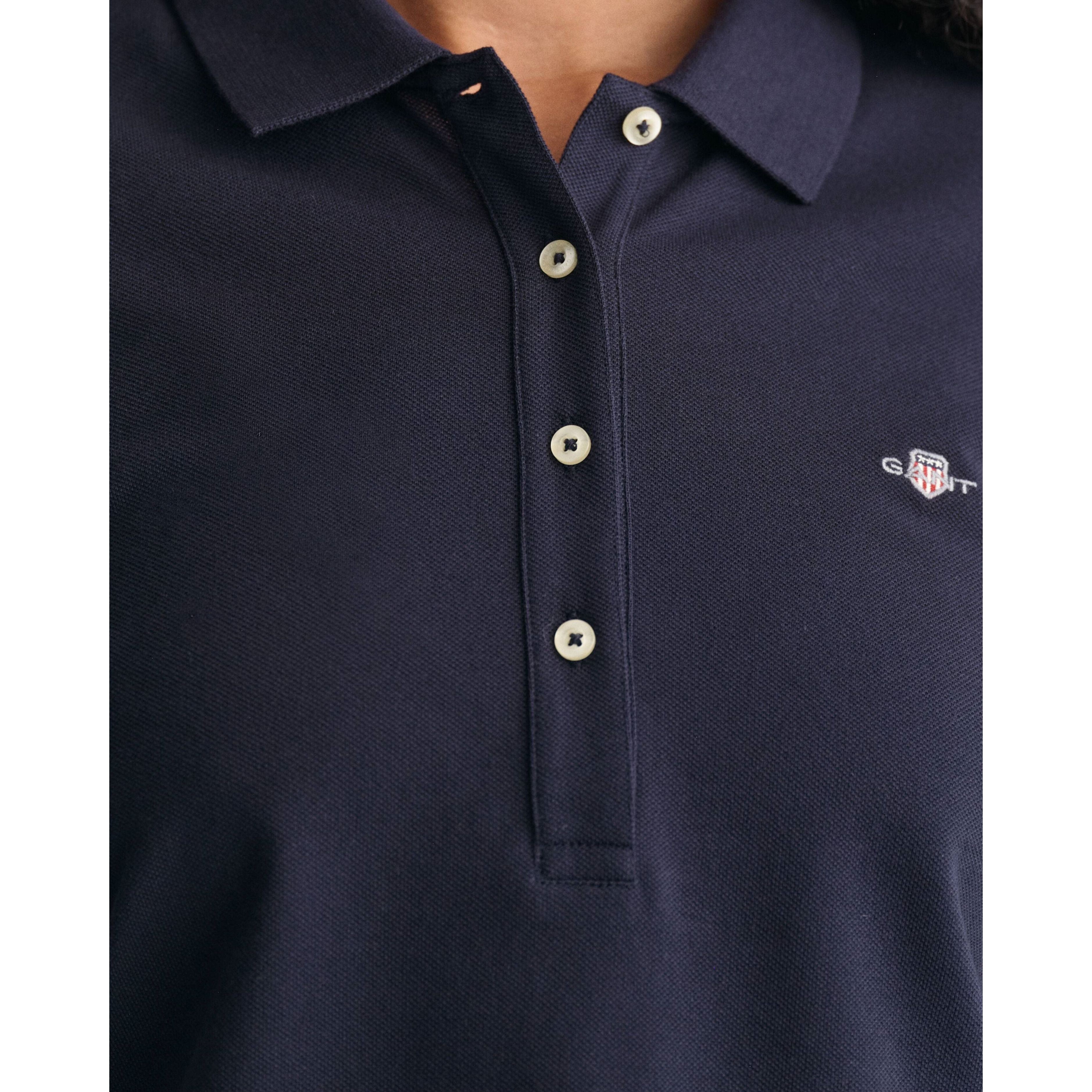 GANT Marškiniai moterims, Mėlyna, SLIM SHIELD LS PIQUE POLO 4