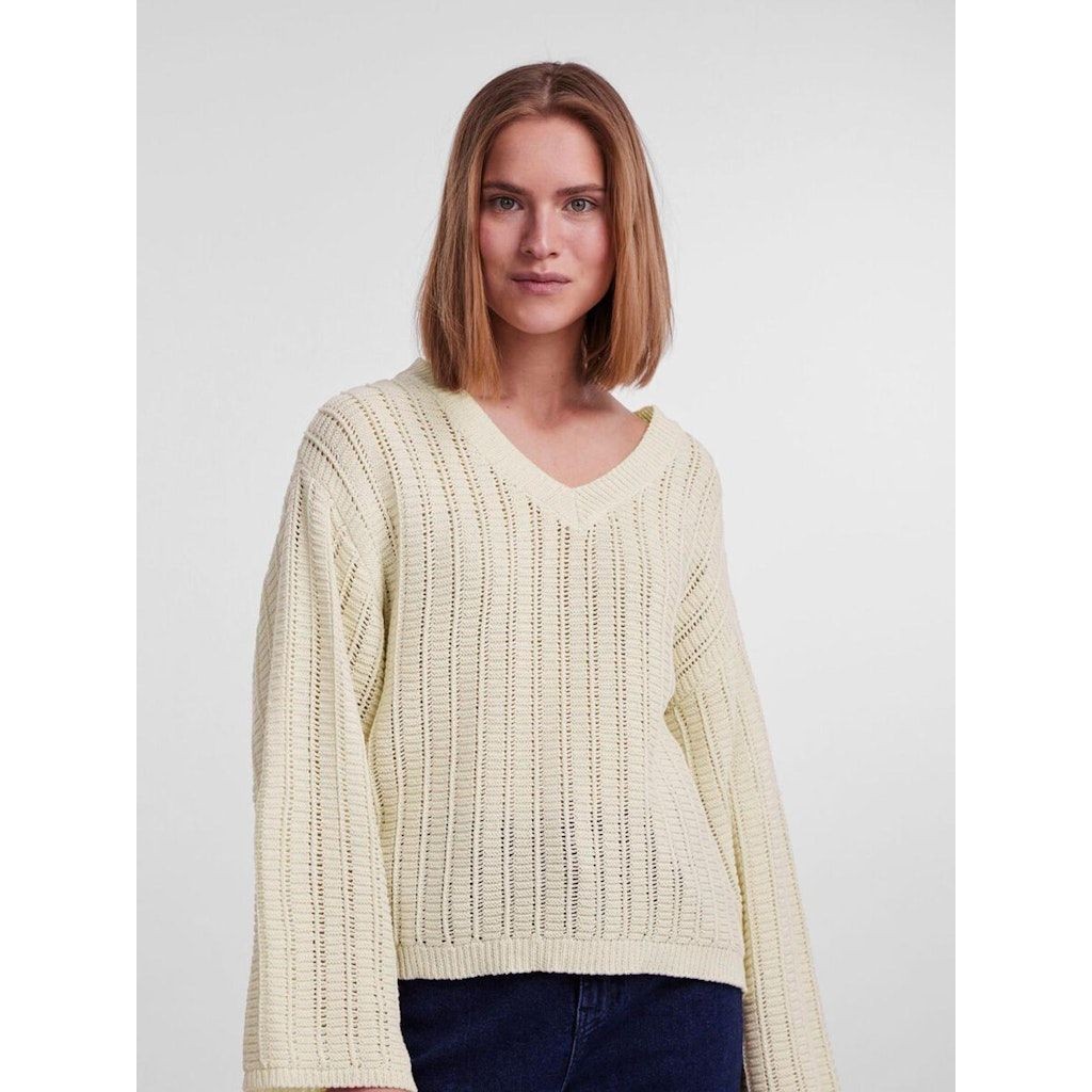 PIECES Megztinis moterims, Kūno, PCJESCA LS V-NECK KN 5