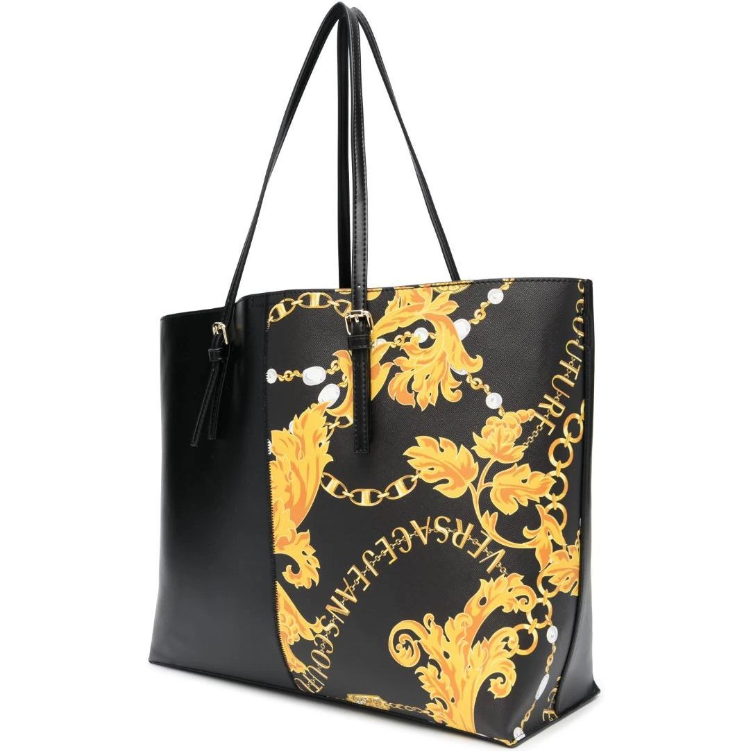 VERSACE JEANS CUTURE Pirkinių krepšys moterims, BLACK/GOLD, Rock cut  shopping bag 2