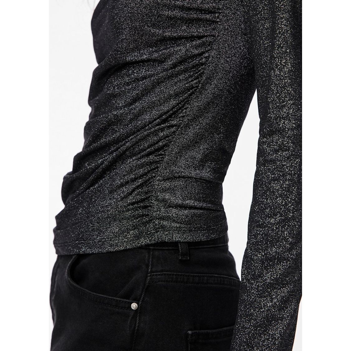 PIECES Palaidinės aukštinta apykakle moterims, Juoda, Monica glitter top 6