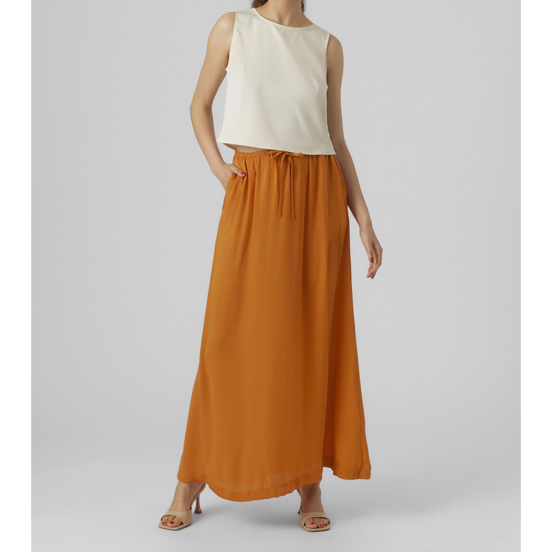 VERO MODA Maxi sijonas moterims, Oranžinė, VMFABIANA HW LONG SKI 2