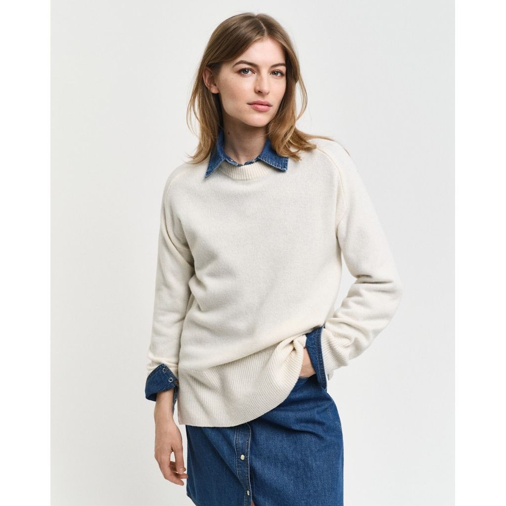 GANT Megztinis moterims, Smėlio, Herringbone detail sweater 2