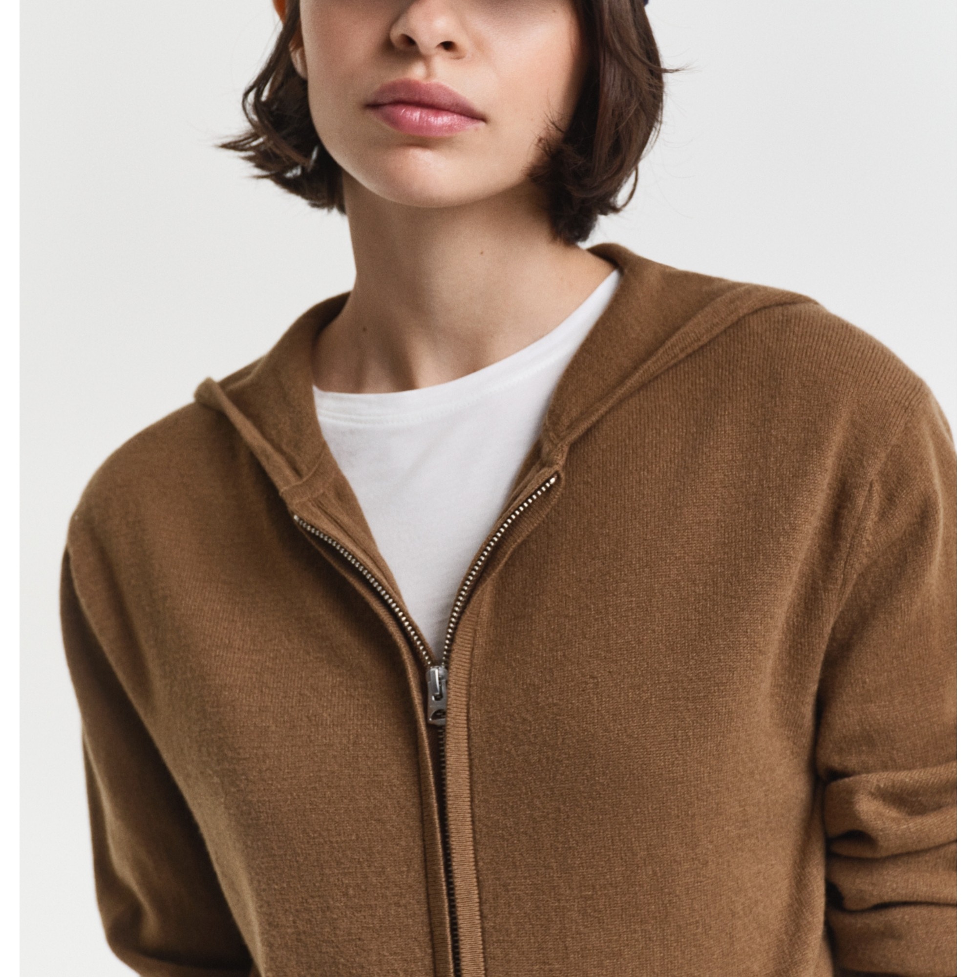 GANT Džemperis moterims, Chaki, superfine lambswool zip 4