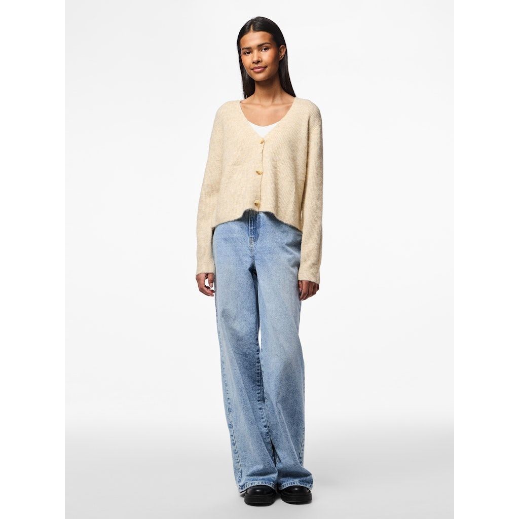 PIECES Kardiganas moterims, Balta, PCELLEN LS KNIT CARD 4