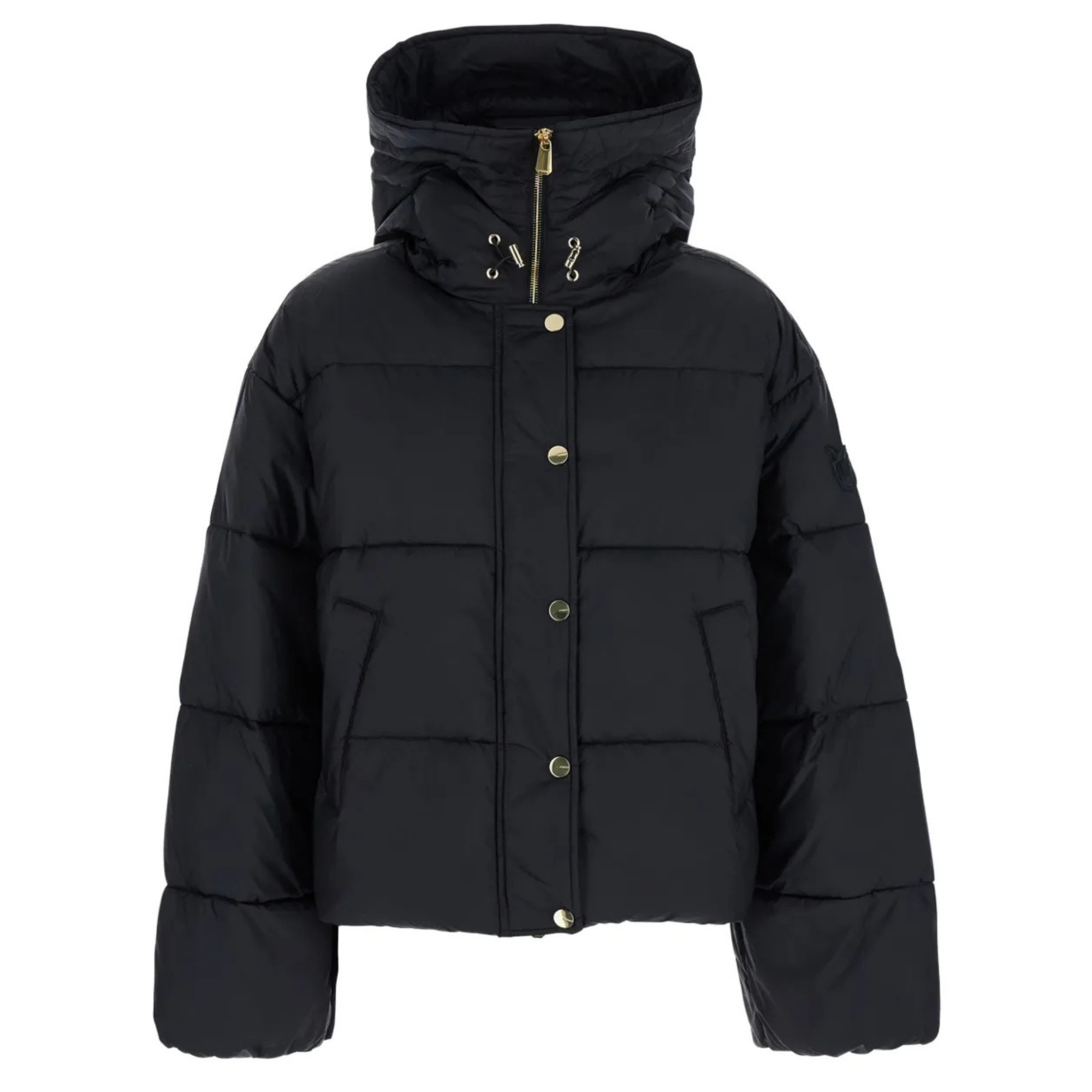 PINKO Pūkinė striukė moterims, Juoda, Impasto imbottito tela tecnica 1