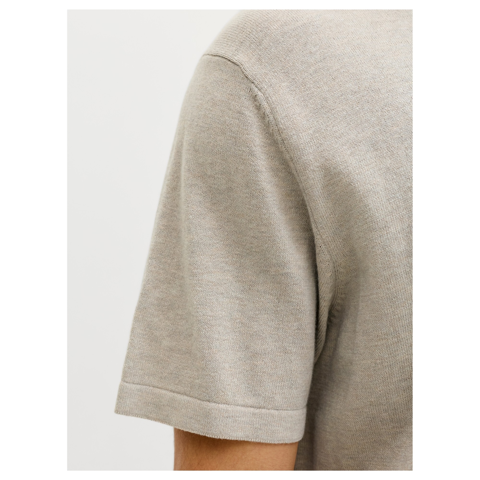 JACK & JONES Megzta palaidinė vyrams, Smėlio, Emill knit zip polo ss 4