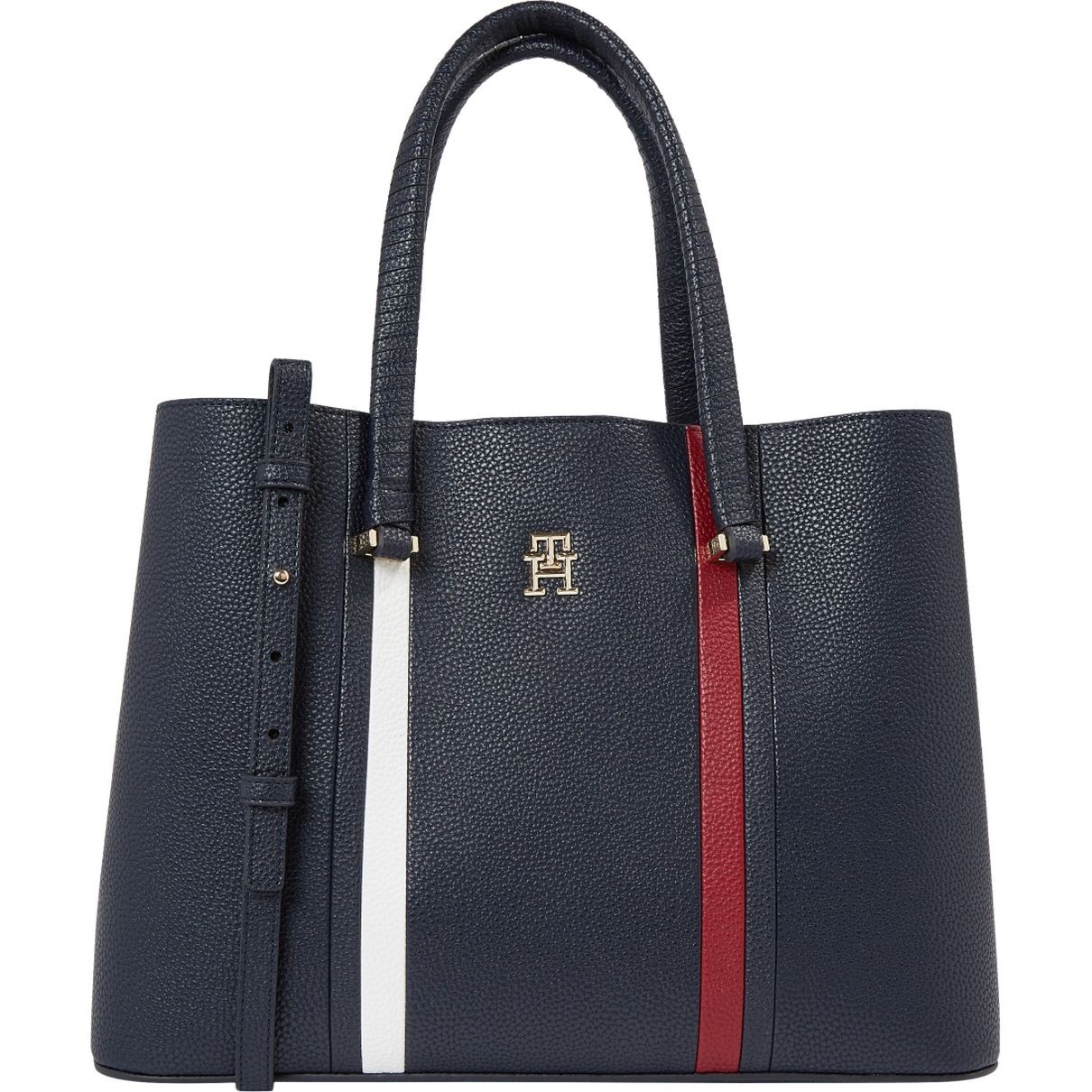 TOMMY HILFIGER Pirkinių krepšys moterims, Mėlyna, Emblem satchel corp 1