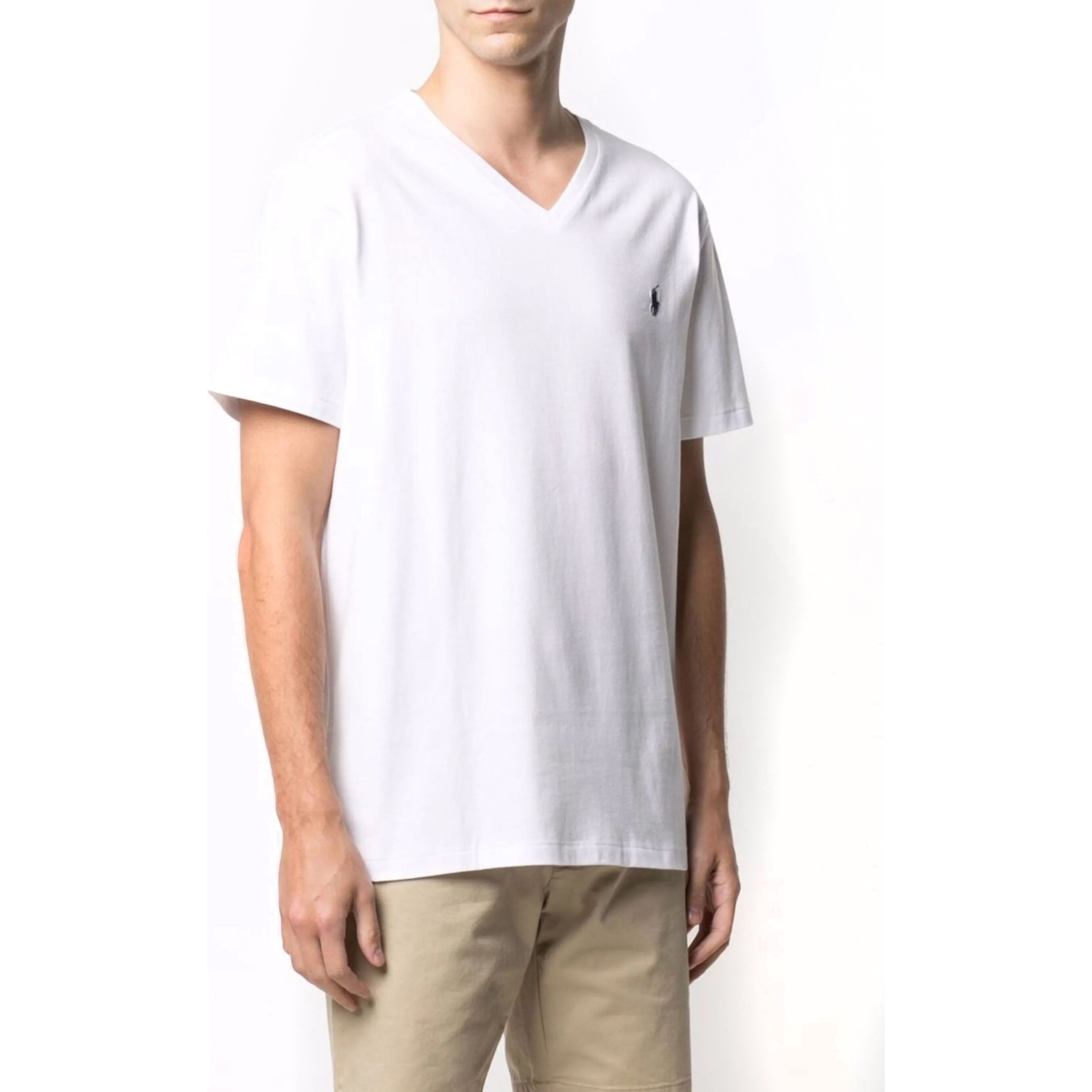 POLO RALPH LAUREN Marškinėliai vyrams, Balta, Slim fit jersey v-neck t-shirt 2