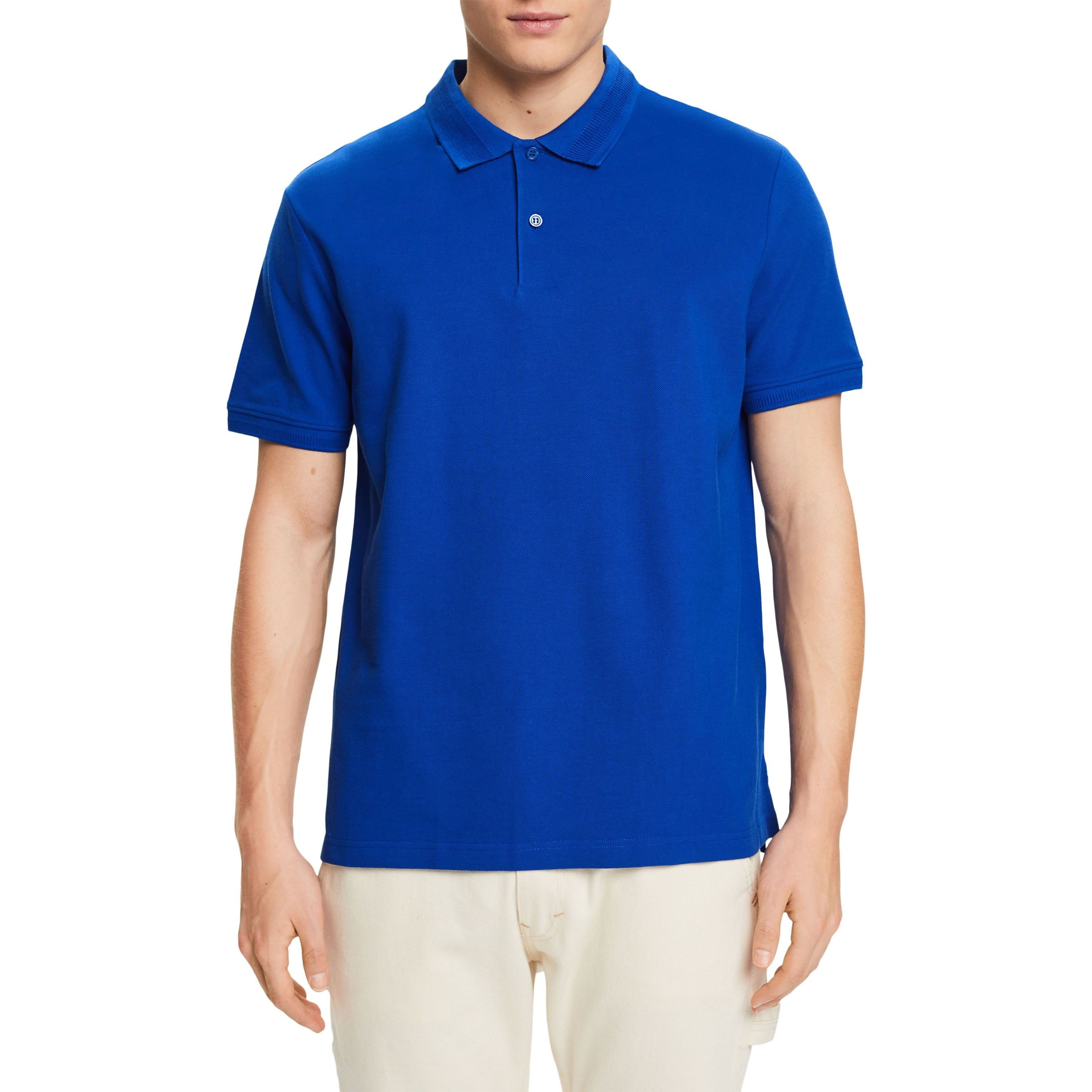 ESPRIT Polo marškiniai ilgos rank. vyrams, Mėlyna, Cotton Pique Polo Shirt 2