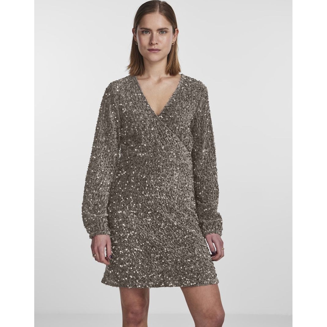 PIECES Mini suknelė moterims, Ruda, Kam wrap dress 4