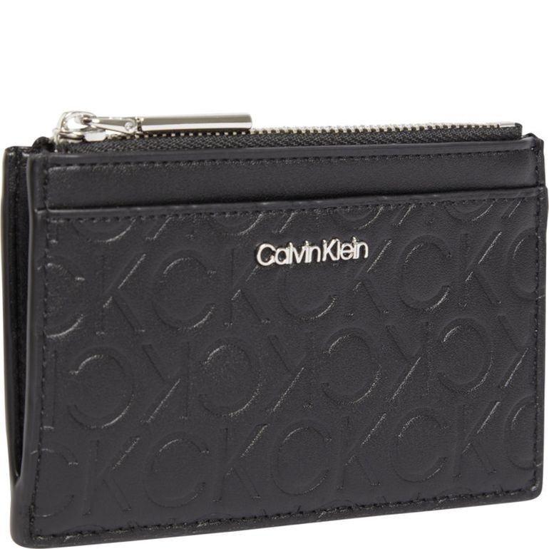 CALVIN KLEIN Piniginė moterims, Juoda, MUST CARDHOLDER LG EMBOSSED 3