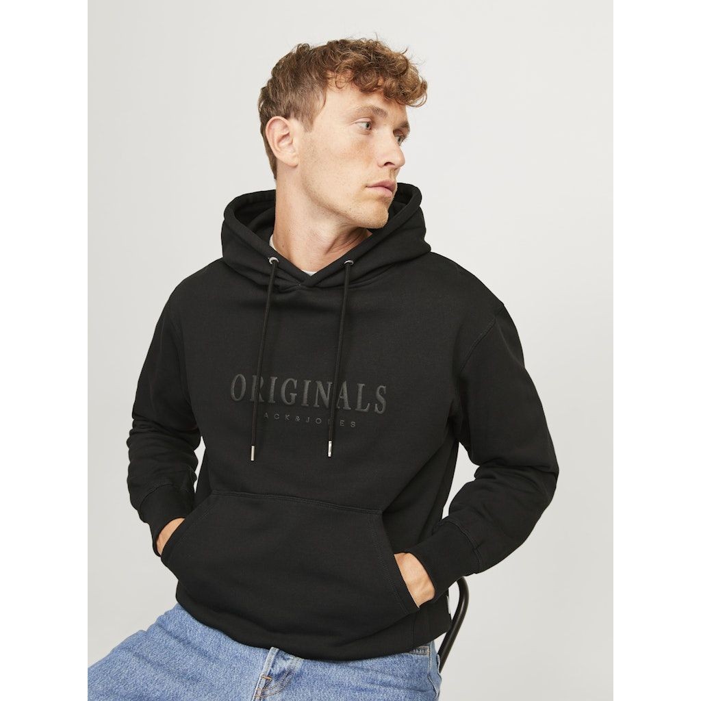 JACK & JONES Džemperis vyrams, Juoda, Frederik sberg sweat hood 5