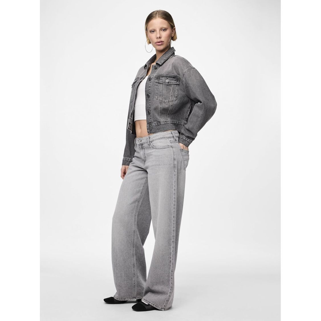 PIECES Platūs džinsai moterims, Pilka, Noelle 4